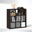 Pemberly Row Extra Thick Frame 9 Cube Media Storage Organizer in Dark Oak