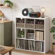 Pemberly Row 9 Cube Vinyl Record Media Storage Organizer in White Finish