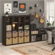 Pemberly Row 3 Cube Vinyl Record Media Storage Organizer in Dark Oak Finish