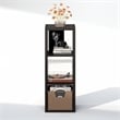 Pemberly Row 3 Cube Vinyl Record Media Storage Organizer in Dark Oak Finish