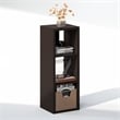 Pemberly Row 3 Cube Vinyl Record Media Storage Organizer in Dark Oak Finish