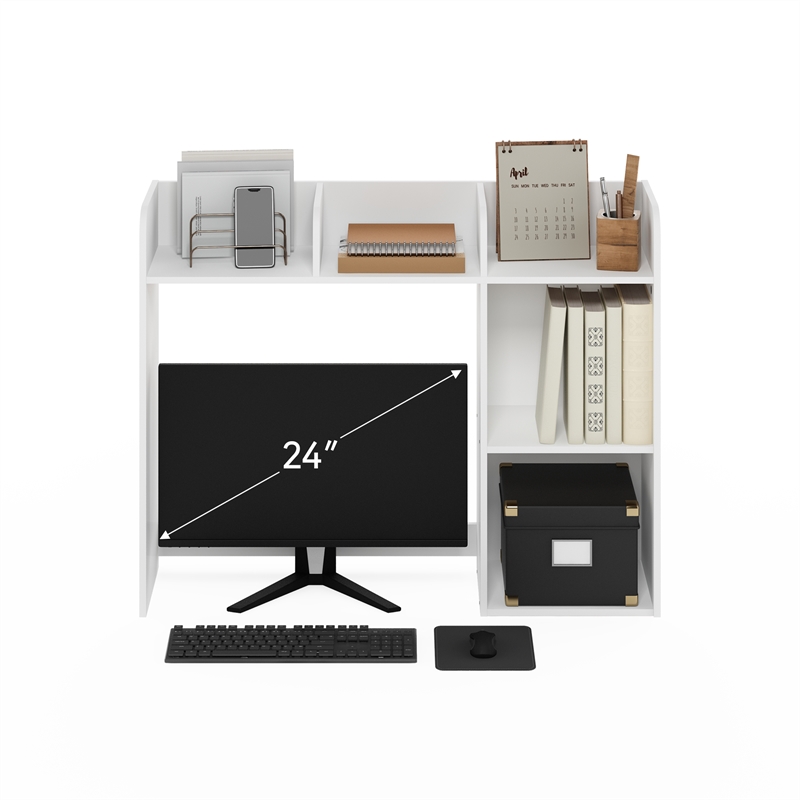 Pemberly Row 5 Shelf Desktop Hutch Organizer for Home Office in White