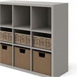 Pemberly Row 9 Cube Vinyl Record Media Storage Organizer in Light Grey