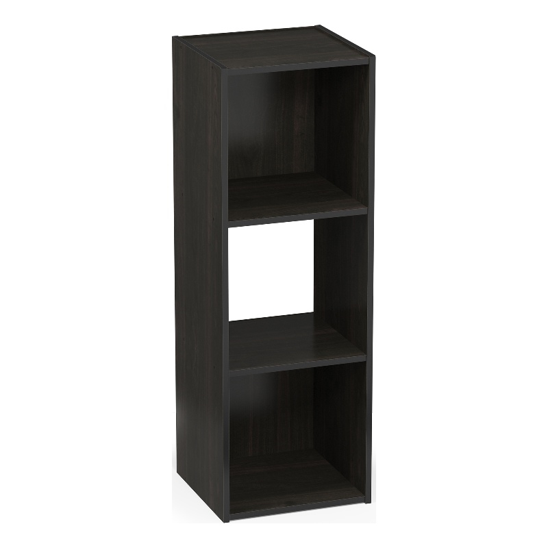 Pemberly Row 3 Cube Vertical Storage Cabinet for Display in Espresso Finish