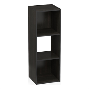 Pemberly Row 3 Cube Vertical Storage Cabinet for Display in Espresso Finish