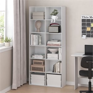 Pemberly Row 12 Cube Bookshelf Storage Organizer for Books and Decor in White