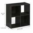 Pemberly Row 4 Cube 2x2 Storage Cabinet for Books and Decor in Espresso