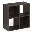 Pemberly Row 4 Cube 2x2 Storage Cabinet for Books and Decor in Espresso