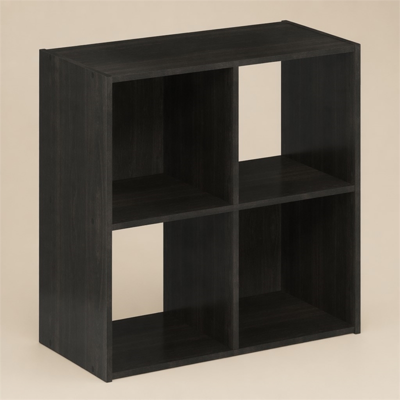 Pemberly Row 4 Cube 2x2 Storage Cabinet for Books and Decor in Espresso