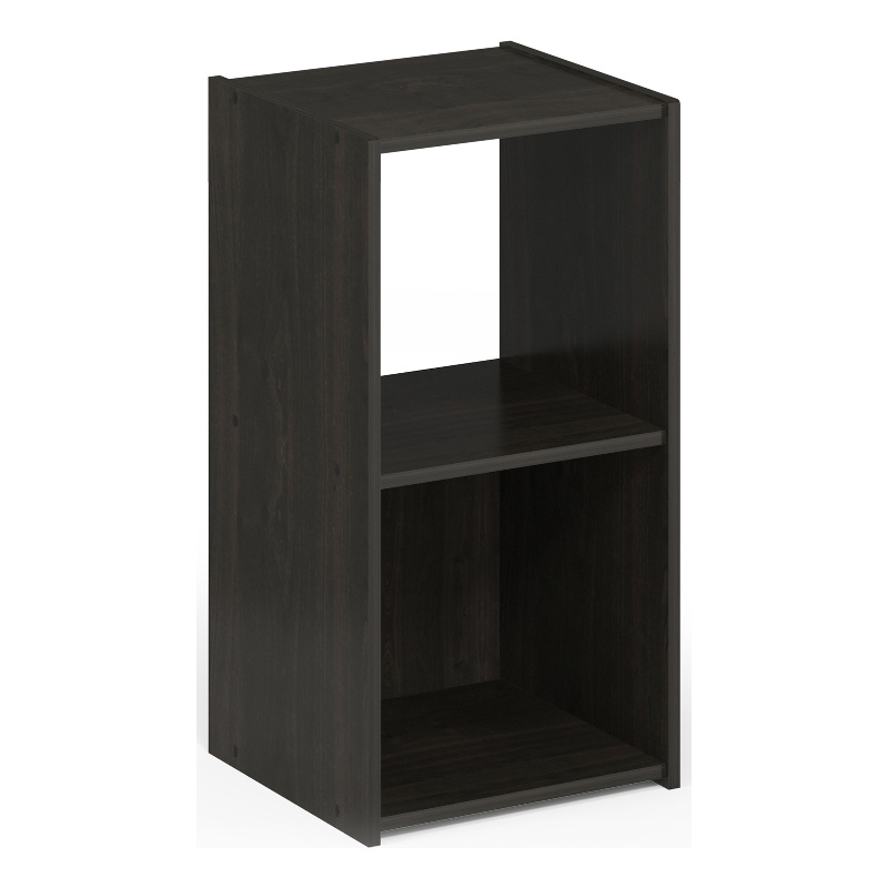 Pemberly Row 2 Cube Vertical Storage Cabinet with Open Shelves in Espresso
