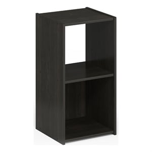 Pemberly Row 2 Cube Vertical Storage Cabinet with Open Shelves in Espresso