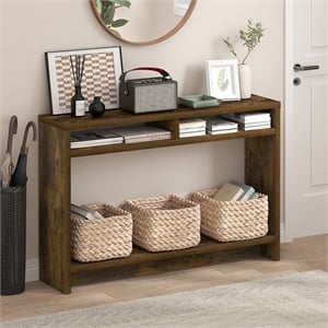 Pemberly Row 3 Tier Narrow Console Table with Extra Thick Frame in Amber Pine