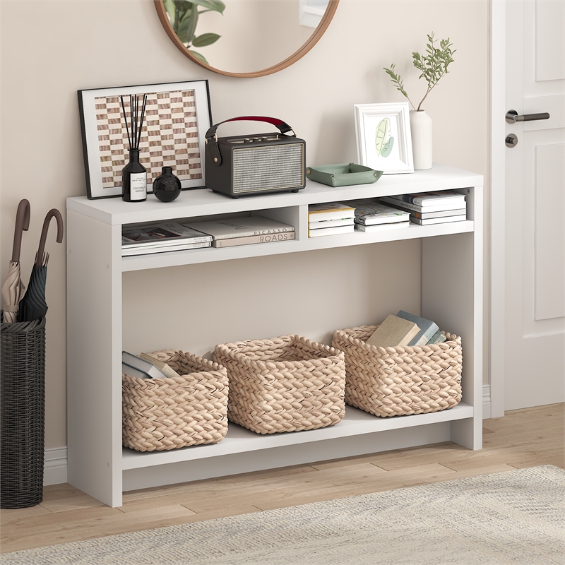 Pemberly Row 3-Tier Narrow Console Table with Extra Thick Frame in White