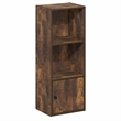 Pemberly Row 3 Tier Bookcase with Door Cabinet and Closed Back in Amber Pine