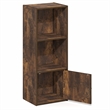 Pemberly Row 3 Tier Bookcase with Door Cabinet and Closed Back in Amber Pine