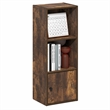 Pemberly Row 3 Tier Bookcase with Door Cabinet and Closed Back in Amber Pine