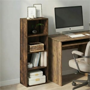 Pemberly Row 4-Tier Corner Open Shelf Bookcase 9.3 x 15.6 x 41.7 in Amber Pine