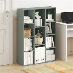 Pemberly Row 11 Cube Reversible Bookcase with Mixed Sizes in Sage Green