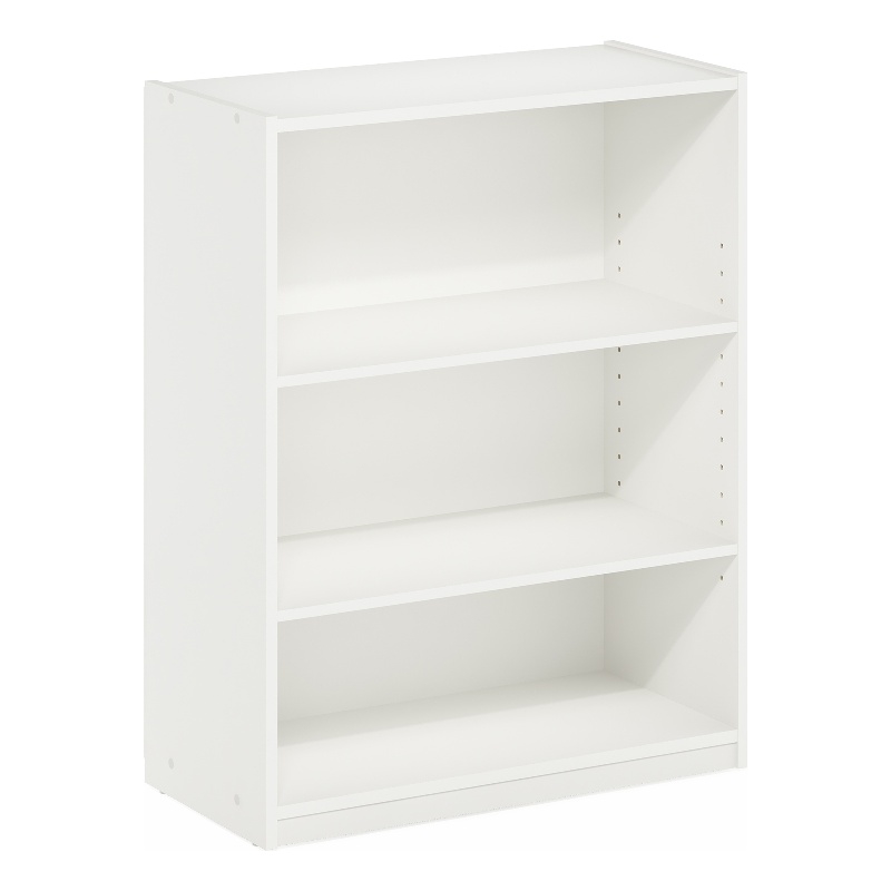 Pemberly Row 3 Tier Bookcase with Adjustable Shelves in White Finish