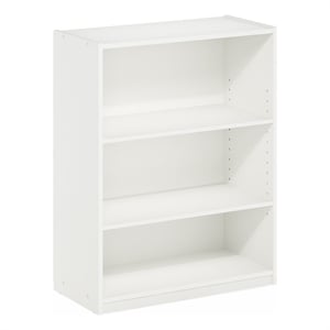 Pemberly Row 3 Tier Bookcase with Adjustable Shelves in White Finish
