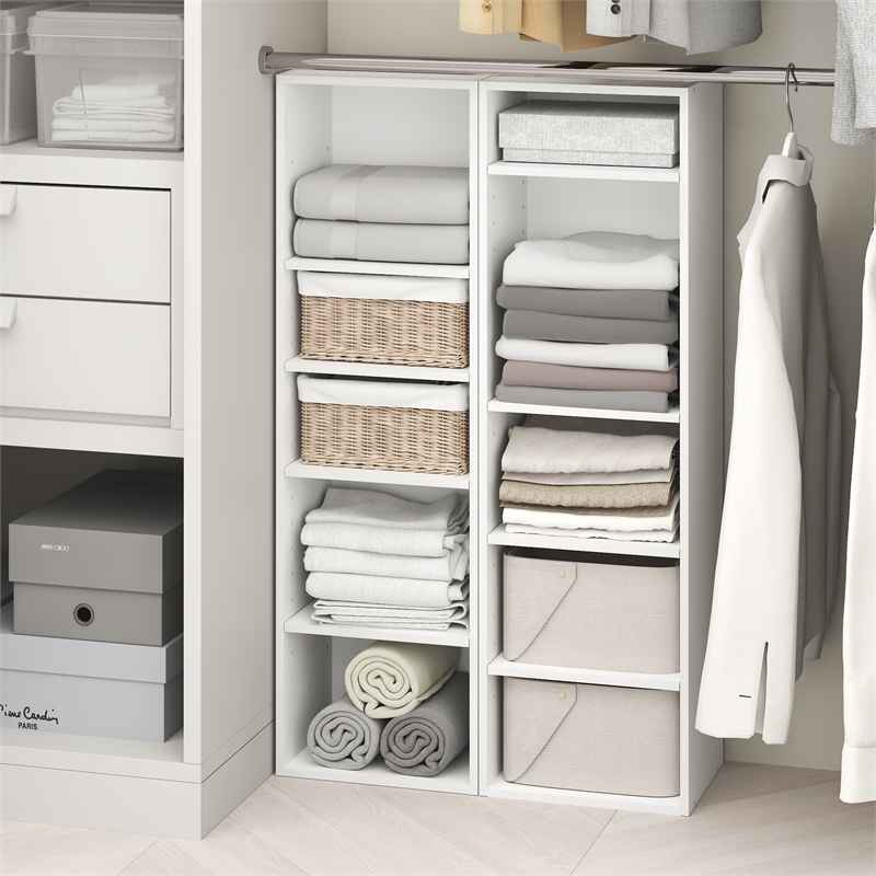 Pemberly Row 10 Tier Closet Organizer with Adjustable Shelves in White