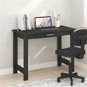 Pemberly Row Computer Desk with Drawer and H-Legs in Darkwood Finish