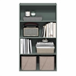 Pemberly Row 4 Tier Wide Bookshelf with Closed Back in Sage Green Finish