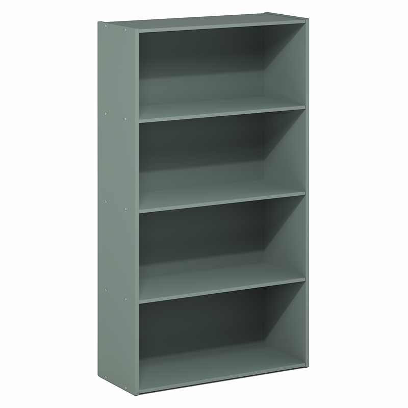 Pemberly Row 4 Tier Wide Bookshelf with Closed Back in Sage Green Finish