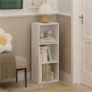 Pemberly Row 3 Cube Bookcase with Closed Back Design in Plain White Finish