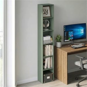 Pemberly Row 6 Tier Tall Open Shelf Bookcase with Closed Back in Sage Green