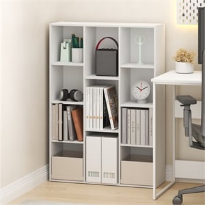 Pemberly Row 11 Cube Closed Back Bookcase with Mixed Sizes in Plain White