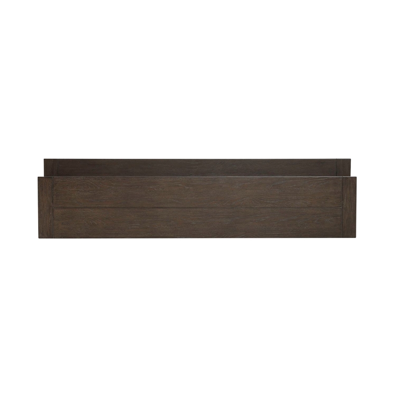 Pemberly Row Console Bar Table with Charging Station and Cubby in Brown