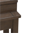 Pemberly Row Console Bar Table with Charging Station and Cubby in Brown