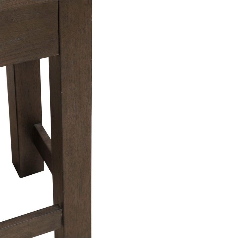 Pemberly Row Console Bar Table with Charging Station and Cubby in Brown