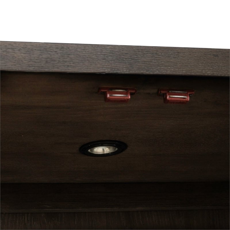 Pemberly Row Display Cabinet with Glass Doors and LED Lighting in Brown