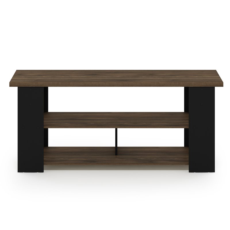 Pemberly Row TV Stand for TVs Up to 55 Inches with Open Shelves in Walnut