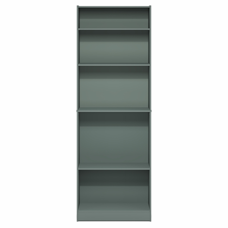Pemberly Row 5 Tier Bookshelf with Adjustable Shelves in Sage Green Finish