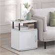 Pemberly Row Side Table with Door Cabinet and Open Display Shelf in White