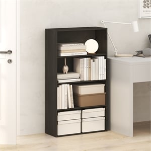 Pemberly Row 4 Tier Open Shelving Bookshelf with Closed Back in Espresso