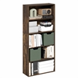 Pemberly Row 5 Tier Adjustable Bookshelf 52 Inch Tall in Amber Pine Finish