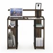 Pemberly Row Computer Writing Desk with Side Shelves in Walnut and Black