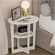 Pemberly Row 2 Tier Oval Nightstand with Round Edge Design in White Finish