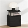 Pemberly Row Nightstand with Open Shelf and Door Cabinet in Black Finish