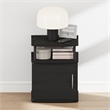 Pemberly Row Nightstand with Open Shelf and Door Cabinet in Black Finish