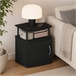 Pemberly Row Nightstand with Open Shelf and Door Cabinet in Black Finish