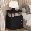 Pemberly Row Nightstand with Open Shelf and Door Cabinet in Black Finish