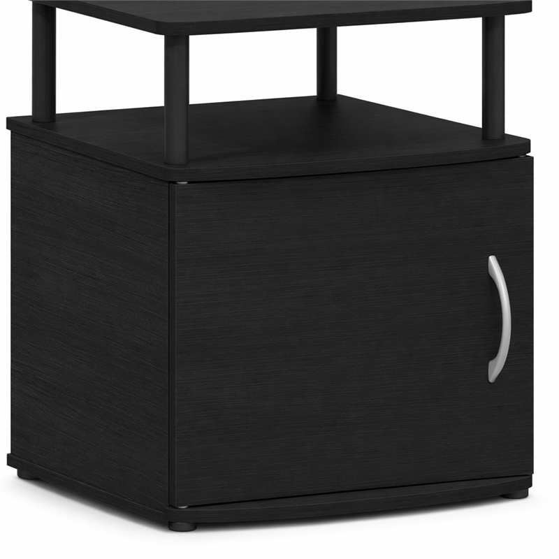 Pemberly Row Nightstand with Open Shelf and Door Cabinet in Black Finish