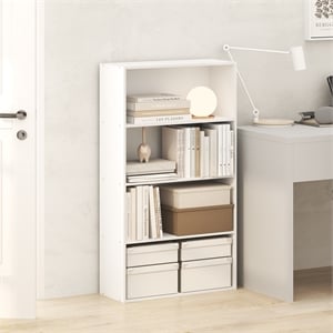 Pemberly Row 4 Tier Open Shelving Bookshelf with Closed Back in White Finish