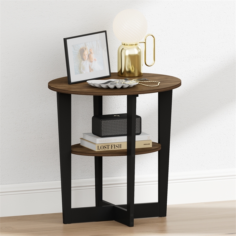 Pemberly Row 2 Tier Oval Nightstand with Round Edge Design in Columbia Walnut