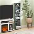 Pemberly Row 8 Tier Narrow Adjustable Media Shelf Storage Tower in Sage Green